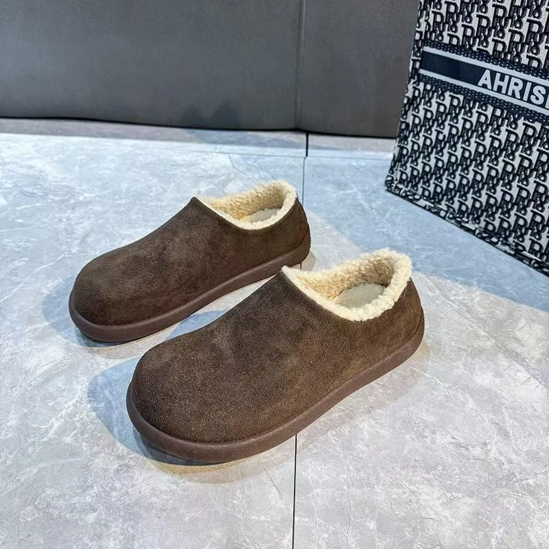 2025新款厚底加绒小土豆勃肯鞋女秋冬外穿毛毛鞋一脚蹬保暖棉鞋子