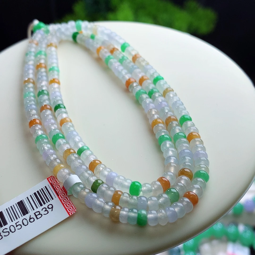 项链未镶嵌翡翠卡4mm冰多宝算盘珠毛衣链