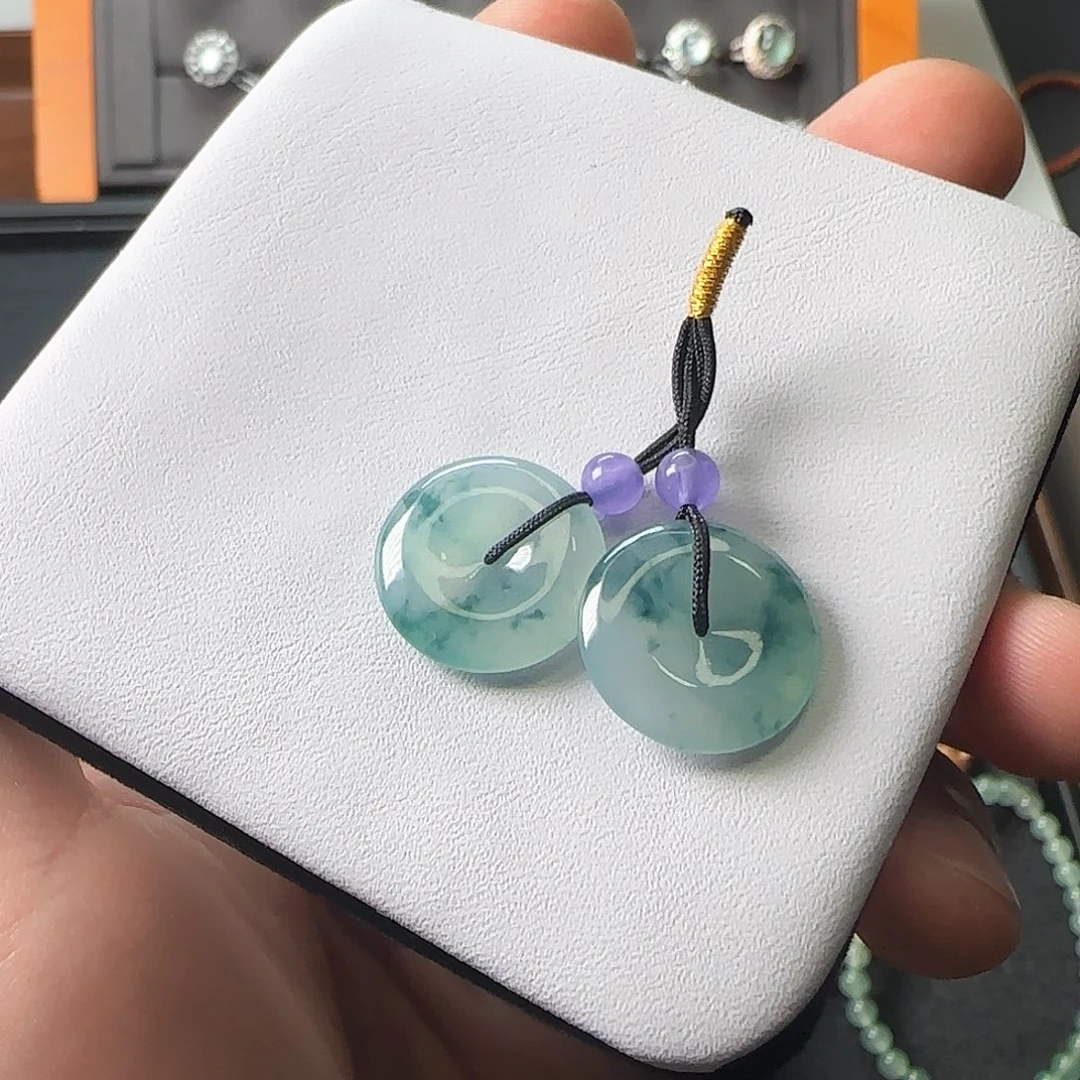 翡翠散珠冰飘花平安扣