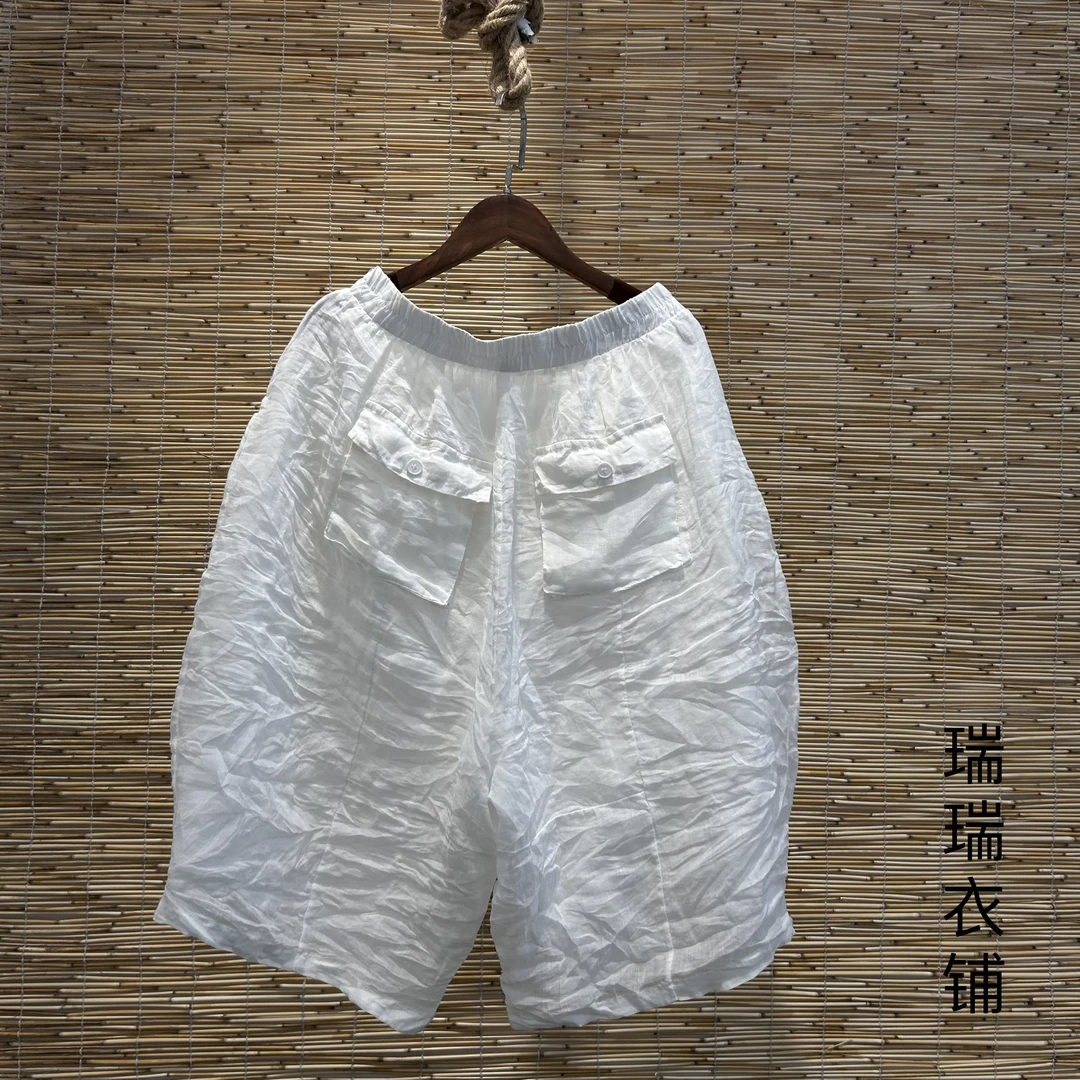 时尚立体后兜个性苎麻七分裤