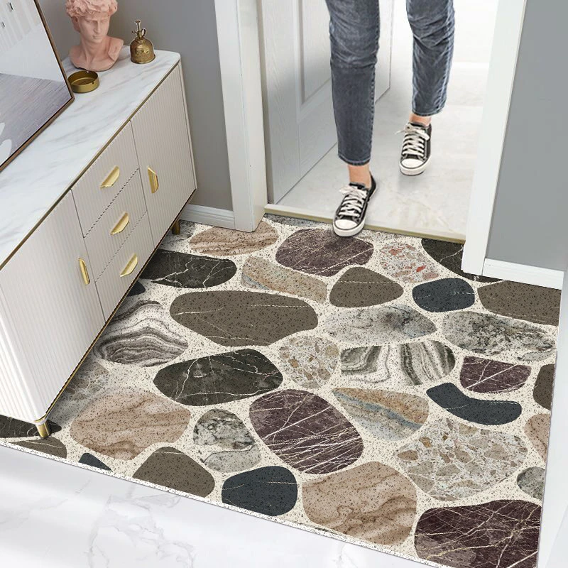 鹅卵石入户门地垫可裁剪丝圈地垫耐脏易打理进门垫子玄关防滑垫