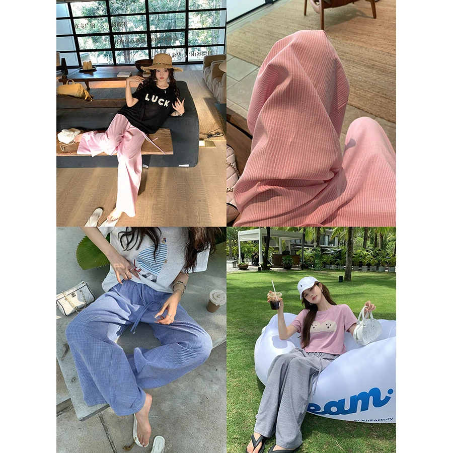 张贝贝 柏林步调 天然竹节棉 松弛感条纹空气裤