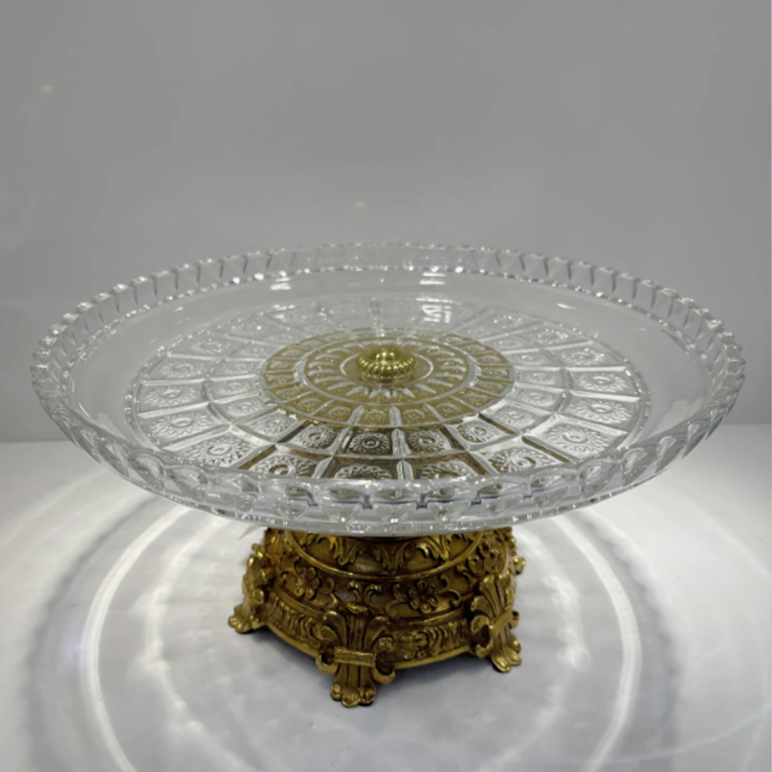 GM145水晶黄铜装饰桌面玄关摆件33.5*17cm
