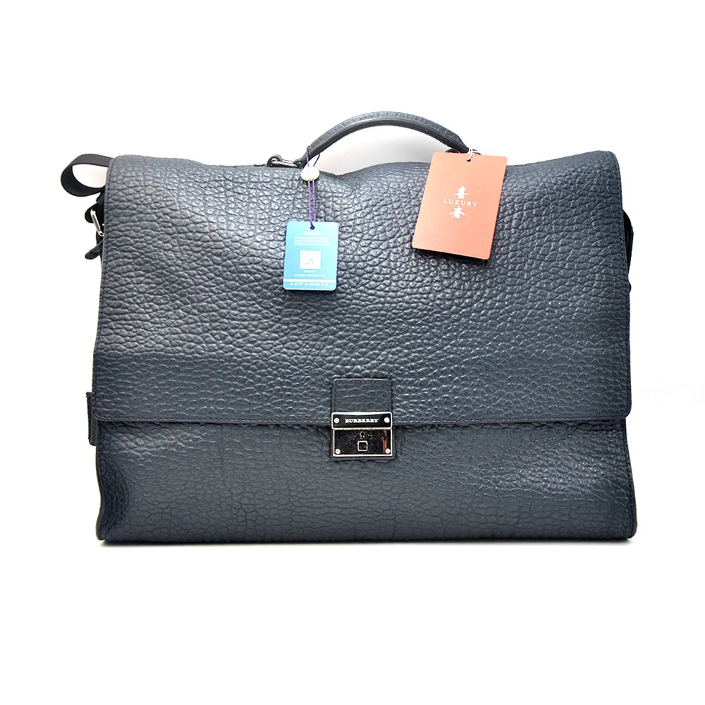 95新 BURBERRY/博柏利 97新 海军蓝石头纹全皮公文包42＊32/49844