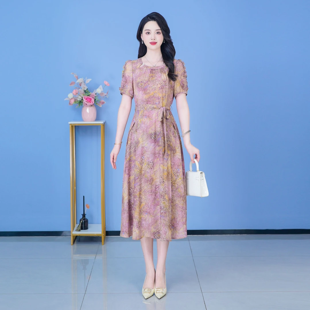 【SJYH2206】2025年夏季新款时尚优雅减龄连衣裙显瘦气质