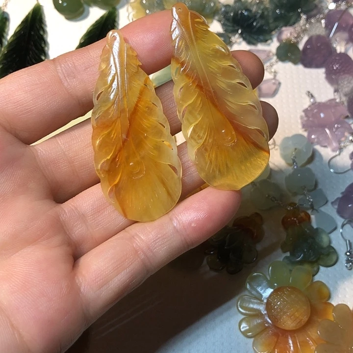 冷***风蛇纹石玉未镶嵌耳环