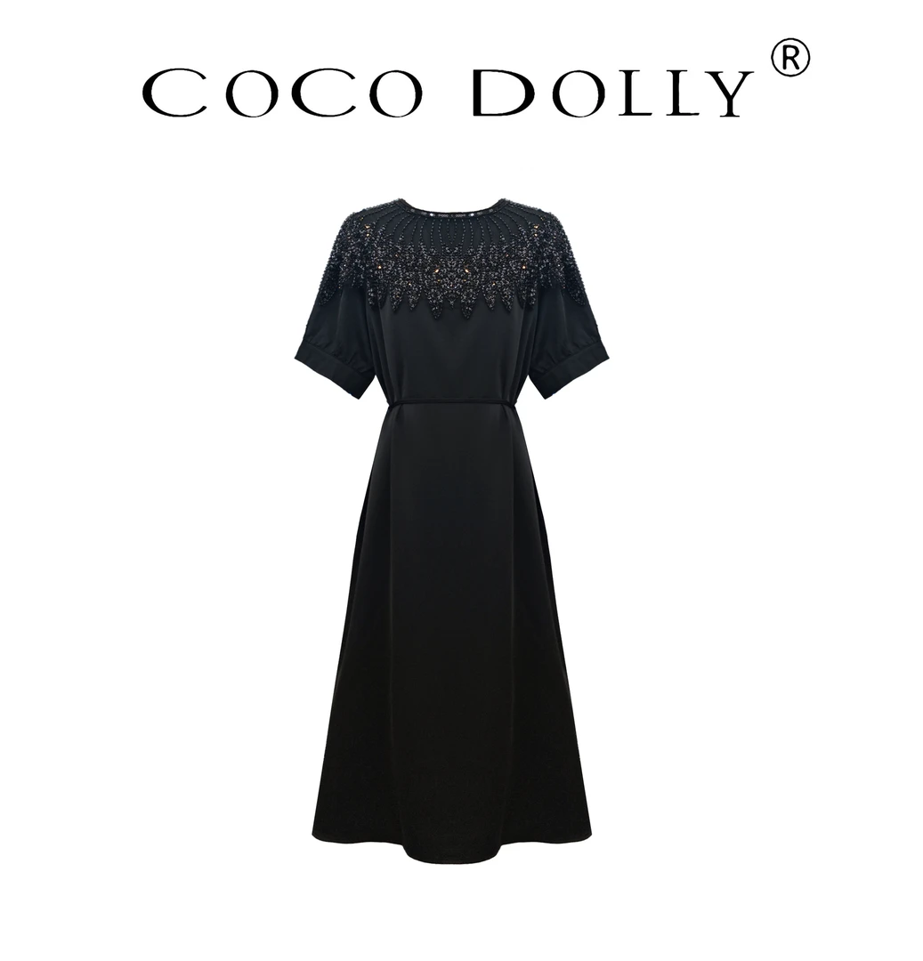 COCO DOLLY法式设计感真丝连衣裙轻薄收腰仙女裙夏季优雅复古2912