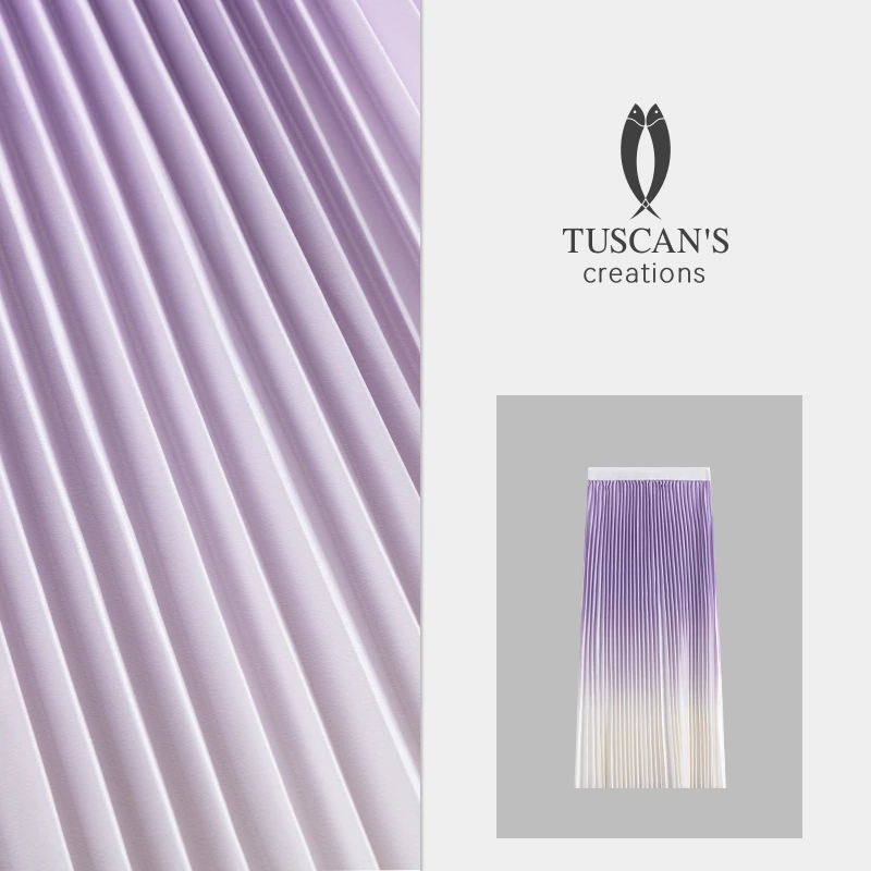 TUSCAN'S CREATIONS夏季垂感褶皱风琴弹力半身裙渐变百褶中长裙