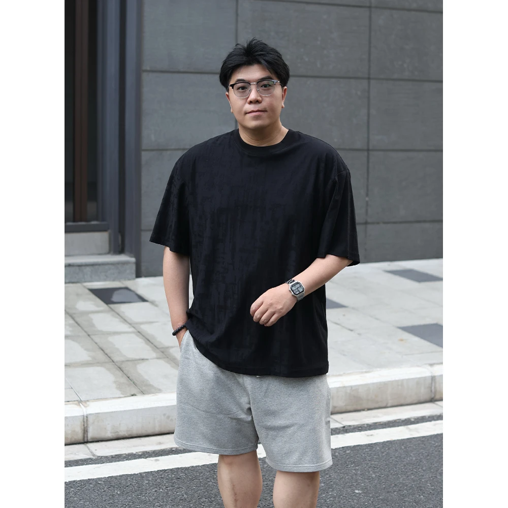 路人社高级感透气老钱风T恤男上衣宽松打底衫大码男装时尚短袖潮