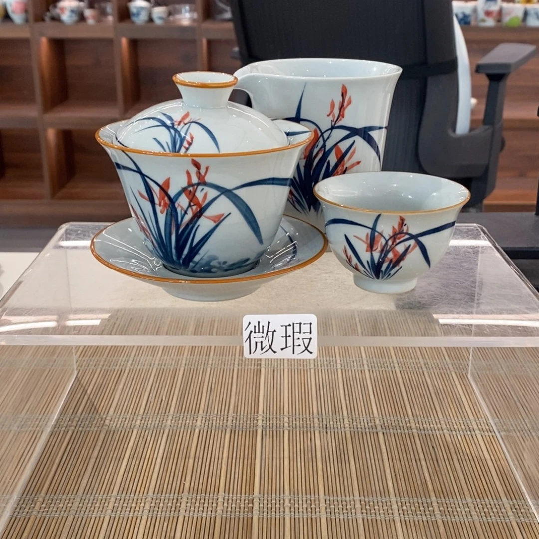 釉下彩老陶泥手工绘制