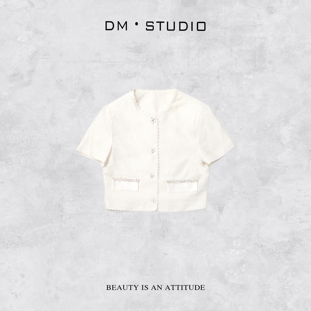 DEDM•STUDIO/气质精致感串珠排扣花边领小香外套2504WT/25SS6087