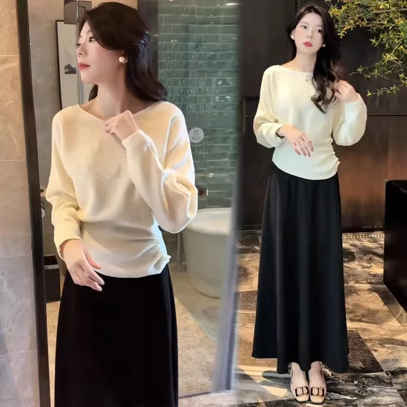 时尚套装裙女2025秋冬新款时髦洋气设计感长袖针织衫半身裙两件套