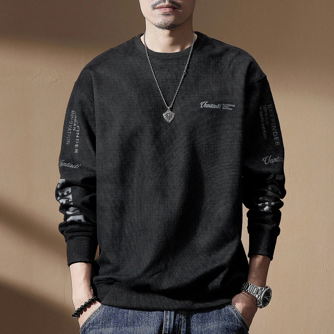 KARME MAJE高端重磅柔软卫衣男秋季新款宽松大码美式男士长袖上衣