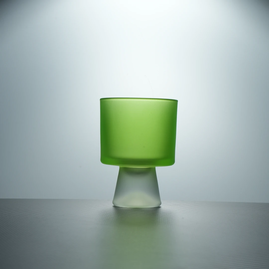 Ins风甜品杯咖啡杯韩式高脚果汁杯高级感磨砂绿冷饮杯家用喝水杯