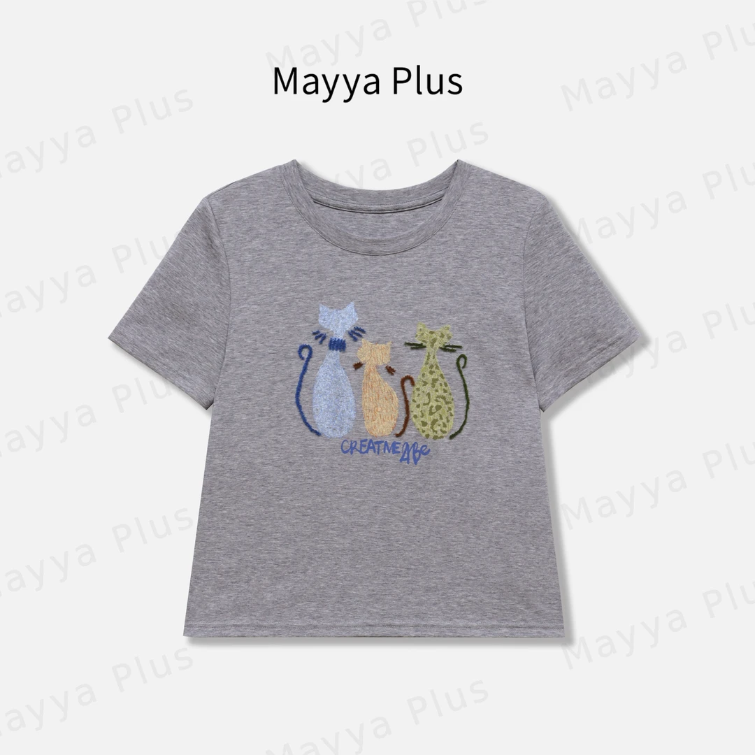 【三只小猫】轻奢气质显瘦欧若风T恤32528099