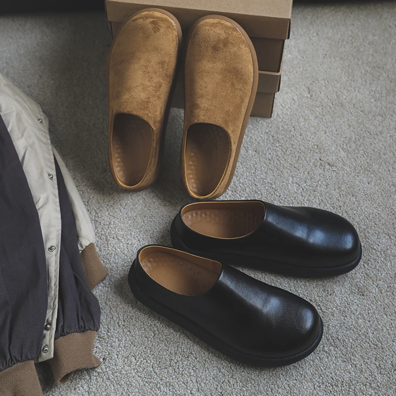 FEILEISHEN 秋季半包勃肯鞋2025新款懒人豆豆鞋一脚蹬情侣半拖男