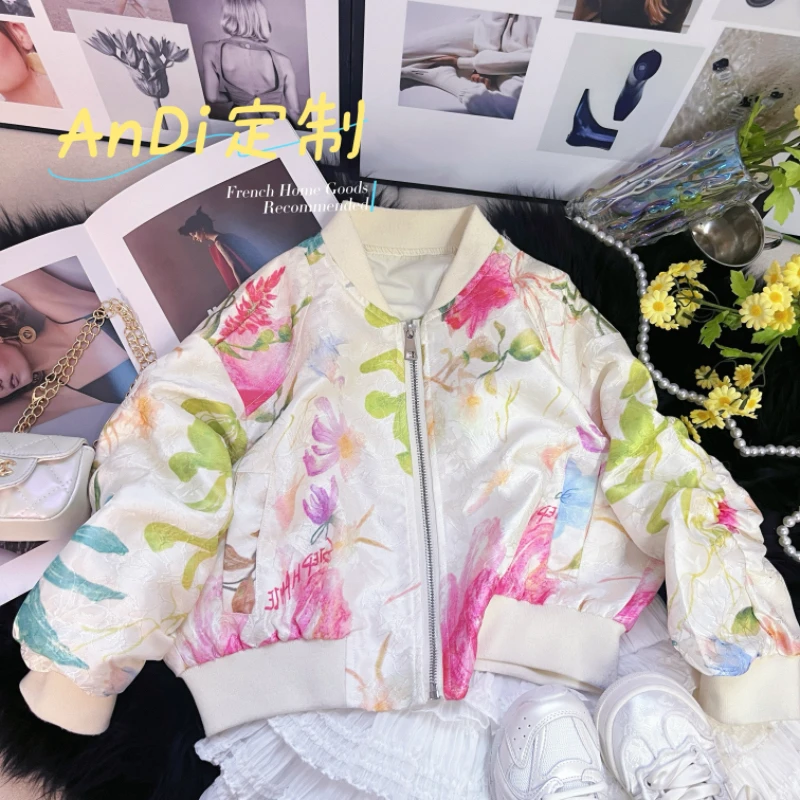 〖ANDI〗订制2025春季女童新款中大童花朵棒球服外套2567