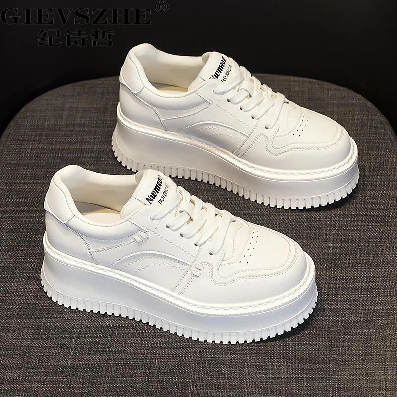 纪诗哲小白鞋女夏季新款时尚百搭松糕底透气运动休闲厚底增高鞋