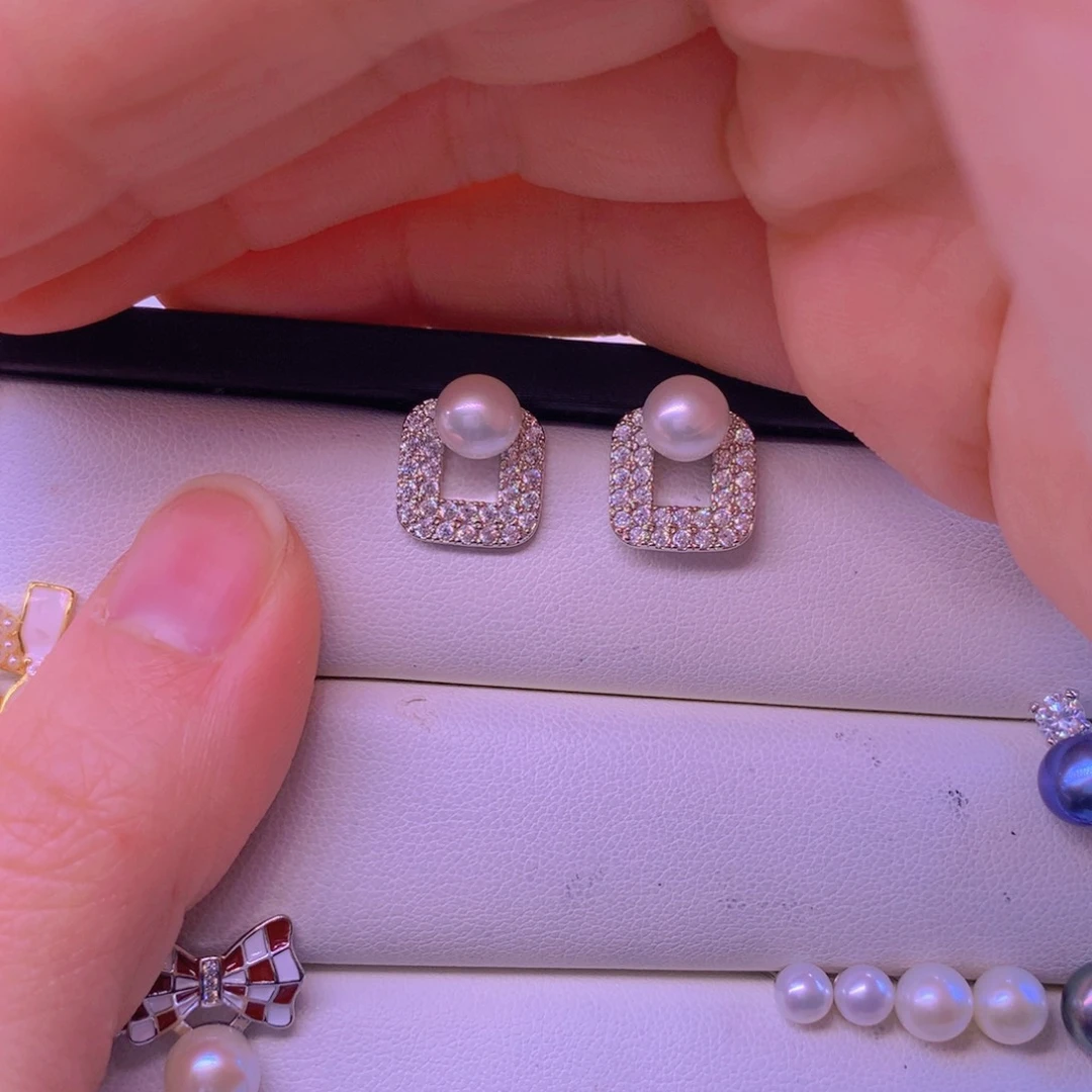 淡水珍珠耳饰合金