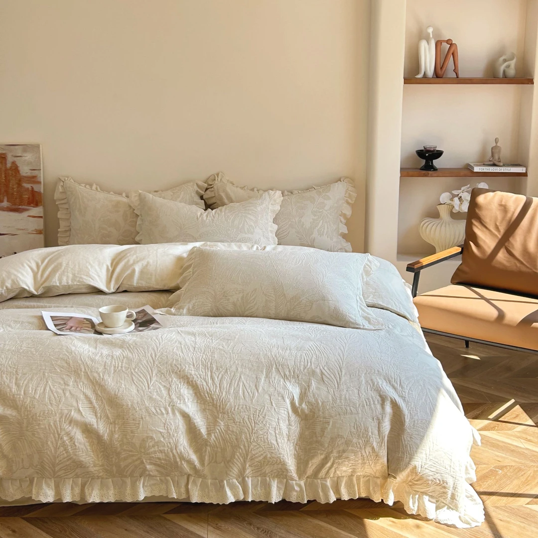 【青衿】学生床宿舍三件套棉麻天然高奢高级感简约氛围感提花轻奢