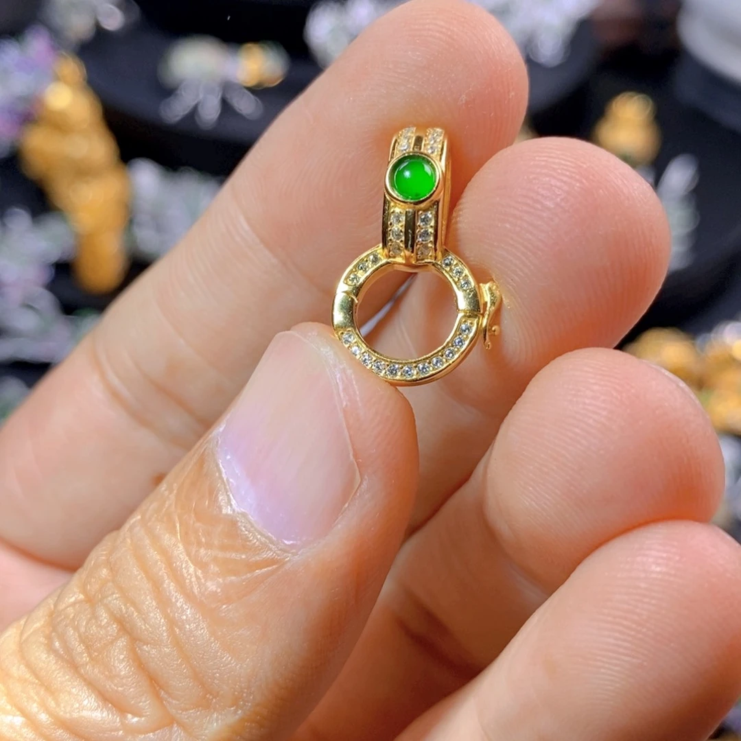 翡翠银S925镶嵌颈饰天然翡翠