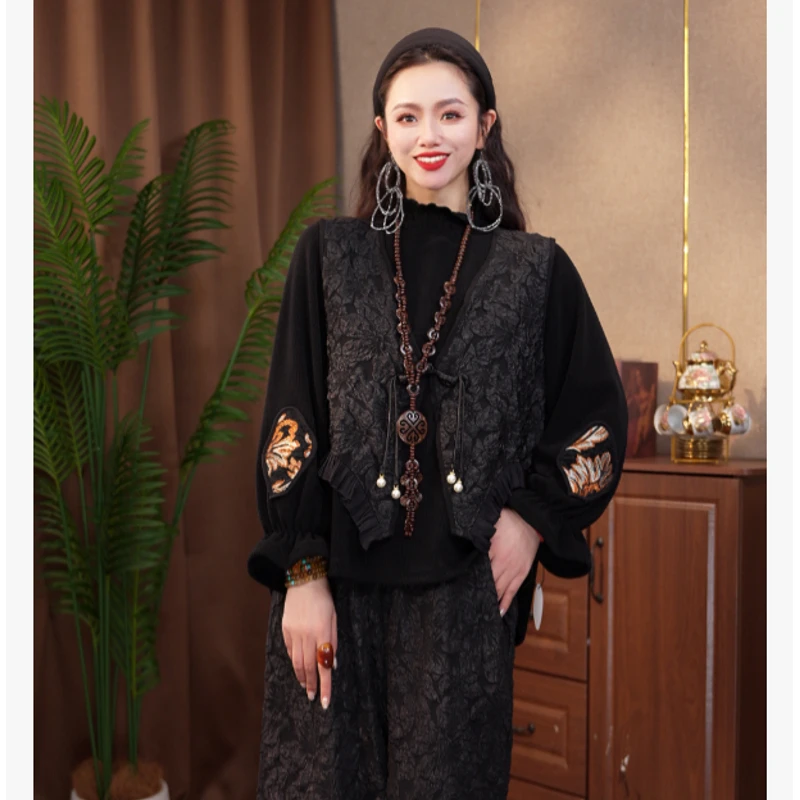 034/时尚休闲新中式刺绣马甲 J