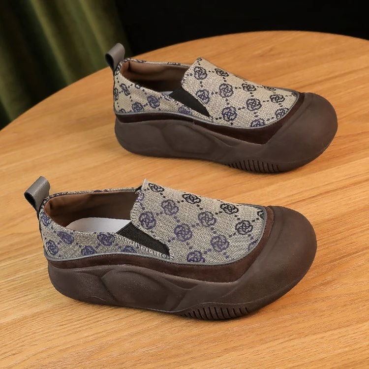 真皮复古妈妈鞋女夏2024新款一脚蹬懒人单鞋厚底休闲运动鞋百搭牛