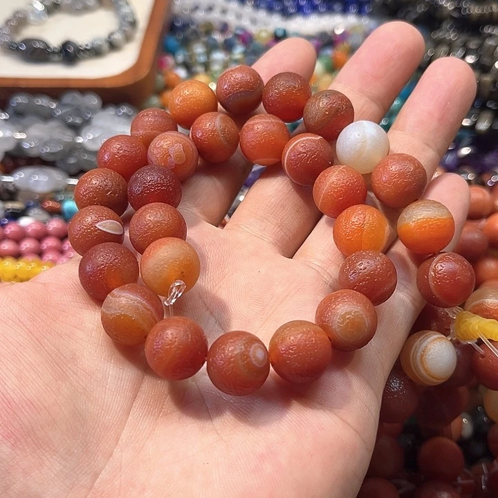 玛瑙/玉髓合金珠宝半成品橘皮老玛瑙一条14mm