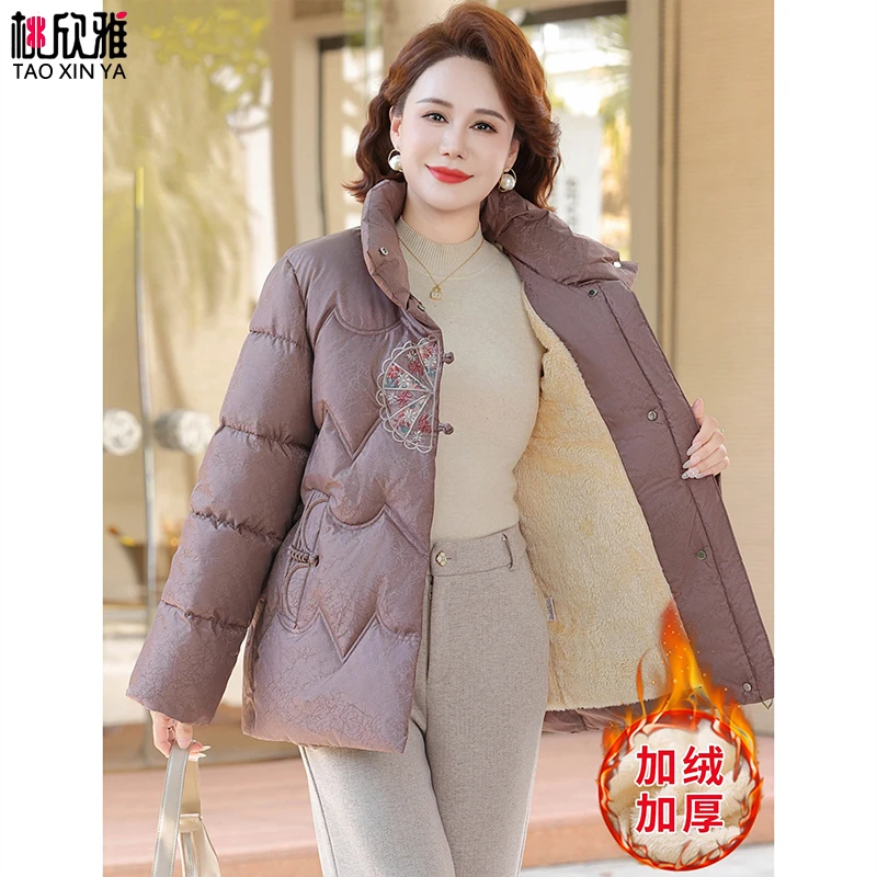 妈妈冬装棉衣外套加绒加厚新中式国风中老年人女秋冬奶奶装棉服