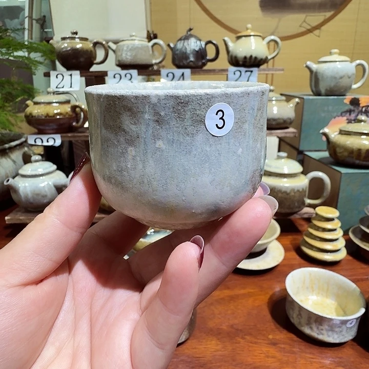 建水紫陶白泥柴烧杯微瑕