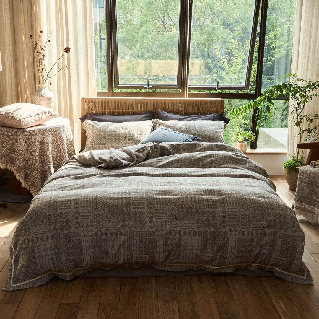 【幻想集】美式轻复古棉麻加厚床品四件套轻奢简约吸湿透气床单