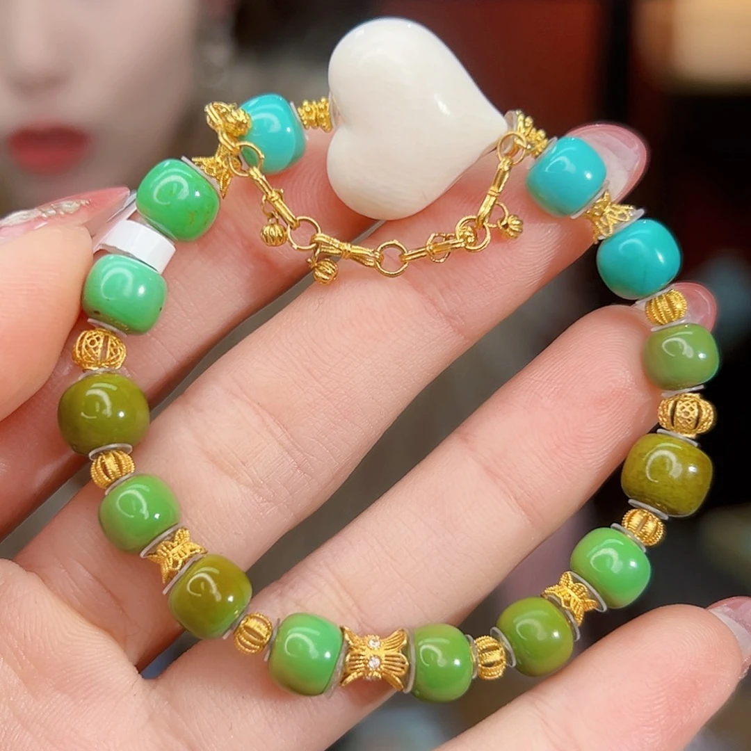 绿松石18K金镶嵌珠宝奇石