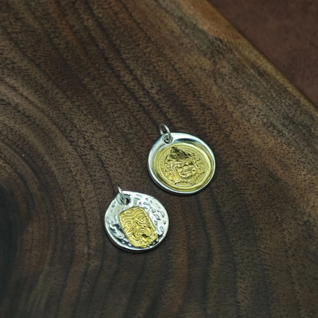 吊坠足银 【挂坠】锤纹扎基藏式民族风吊坠实心银制品