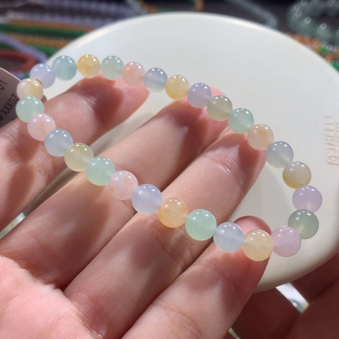 未镶嵌手链翡翠翡翠冰胶底玛卡龙卡6.50～6.70+