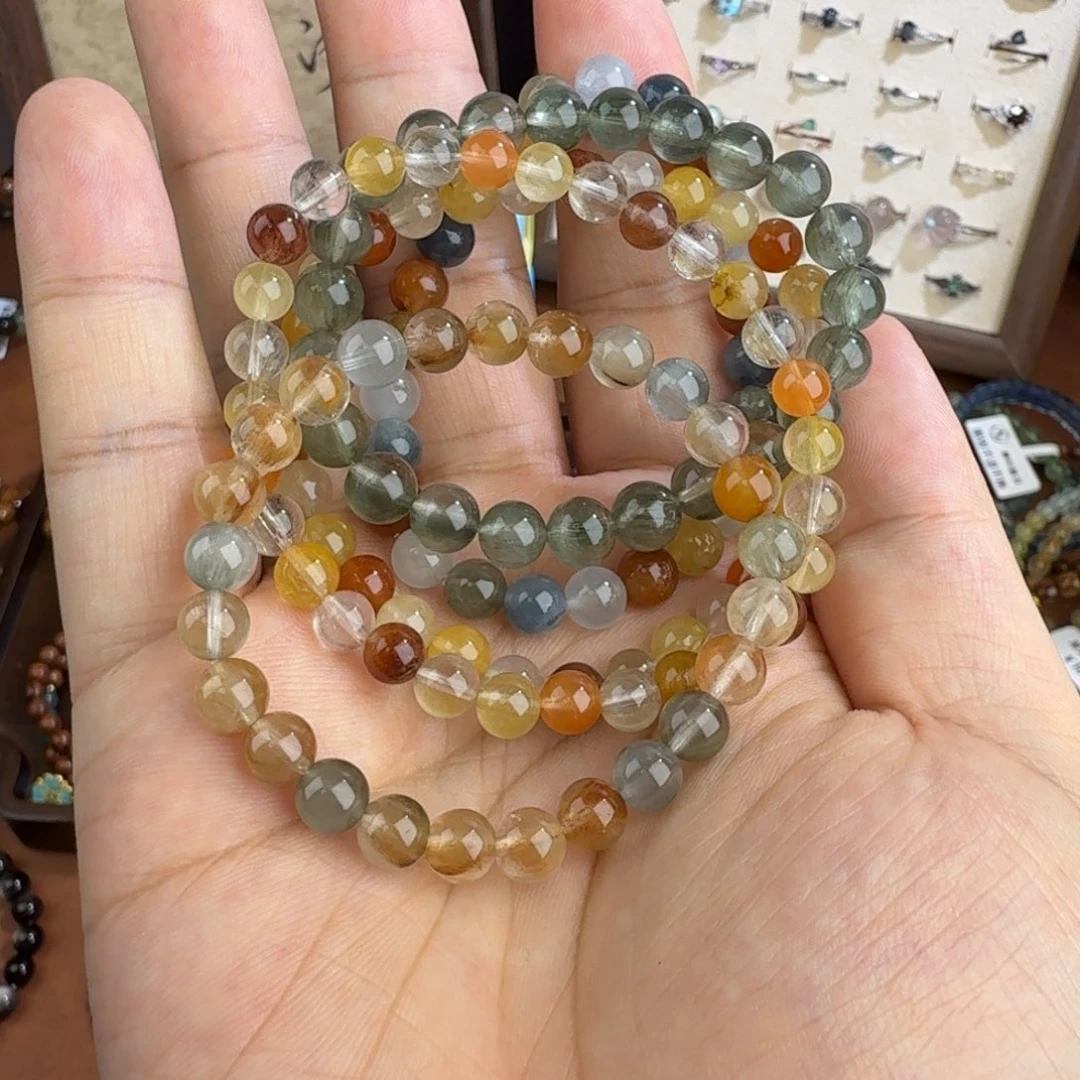 水晶手串未镶嵌兔毛多宝