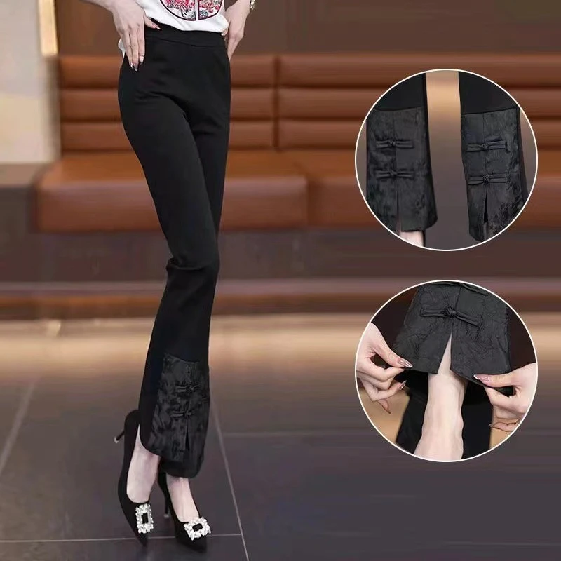 夏季薄款冰丝直筒裤喇叭休闲女裤显瘦时尚春款裤子潮流修身