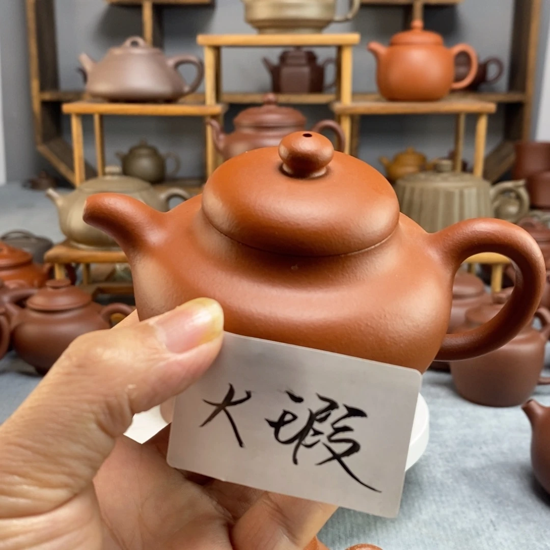 紫砂茶壶朱泥线圆