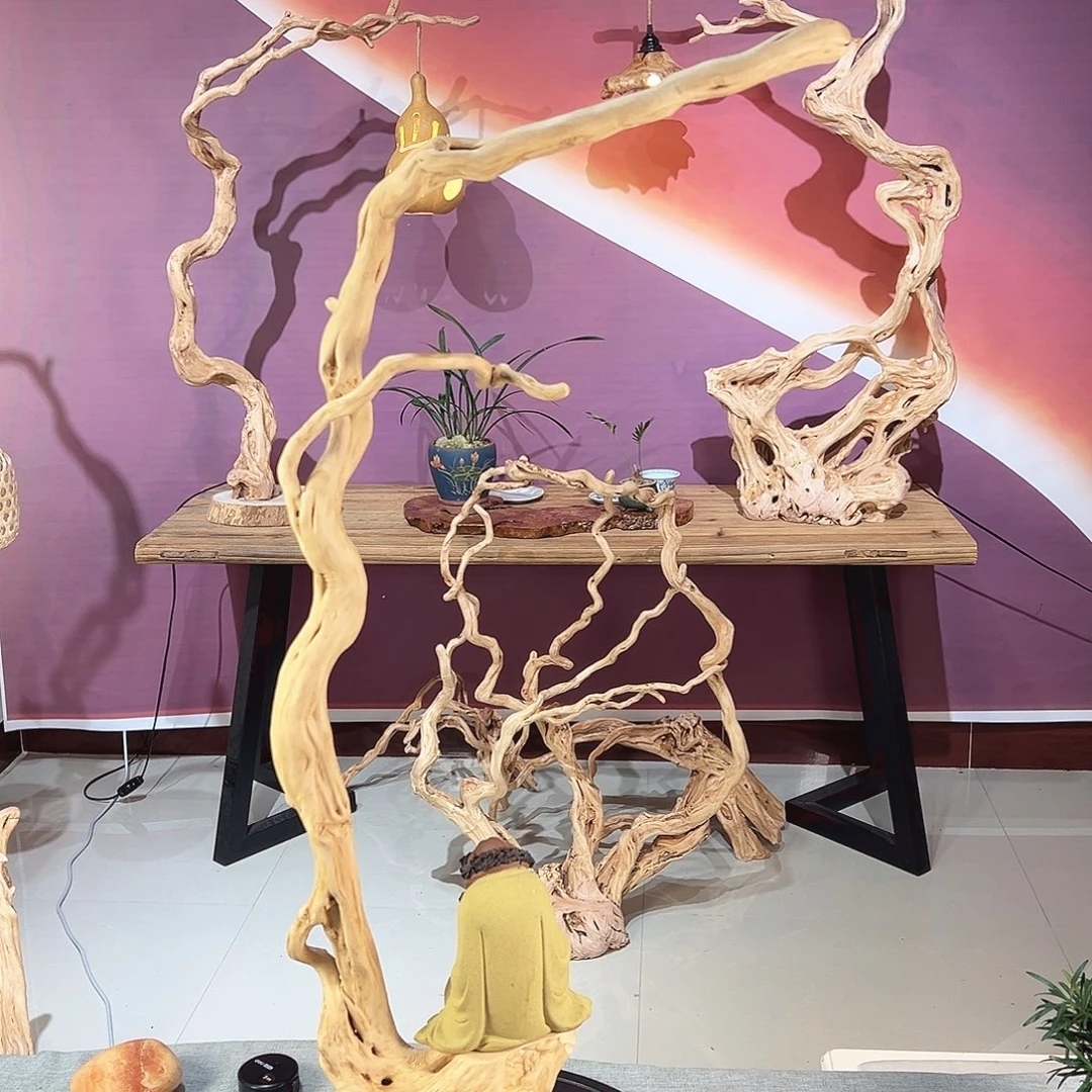 用***️木天然根艺摆件灯架