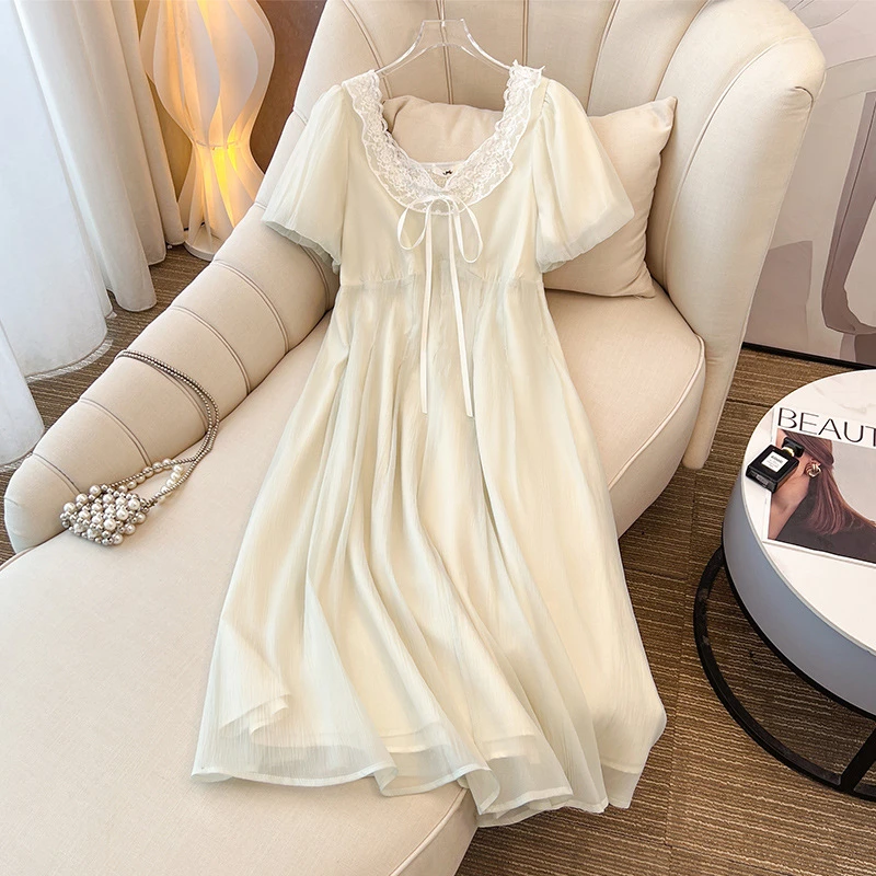 中长裙长裙成人拼接大码连衣裙高腰温婉风宅萌系日常新款大码女装