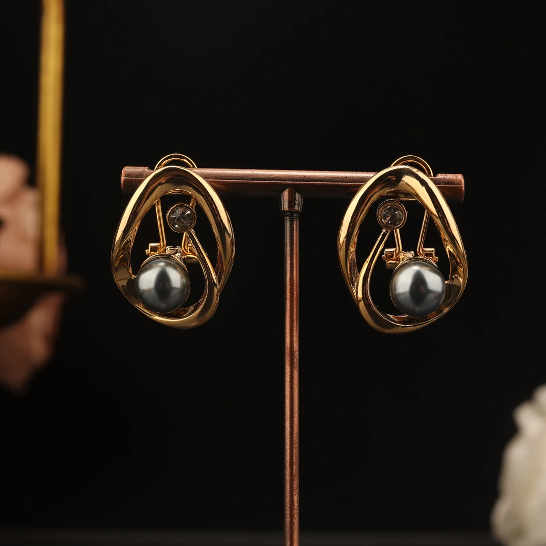 一漾 铜合金合成锆石耳饰 设计师款简约大气 耳环