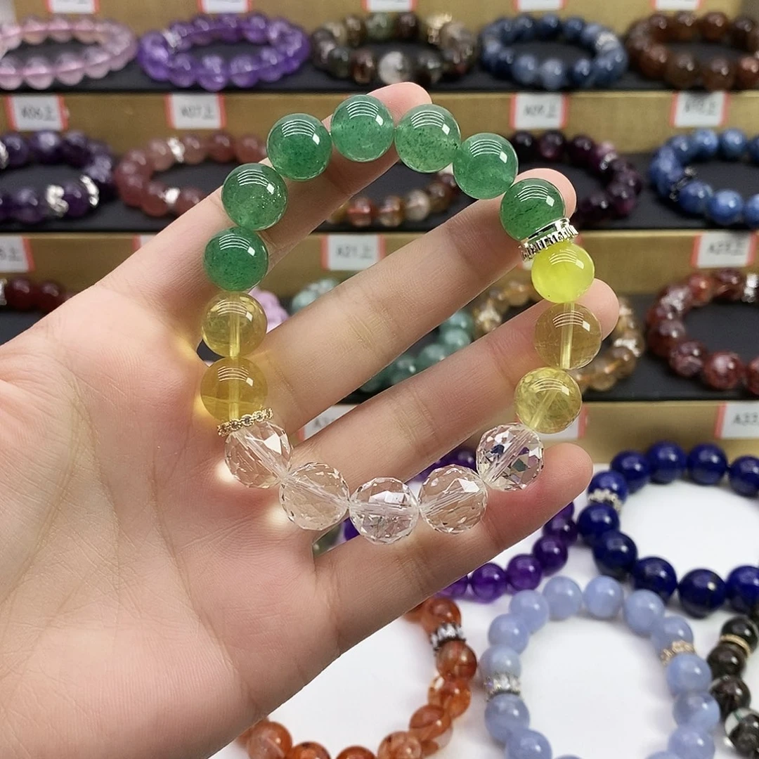 水晶手链未镶嵌白黄绿