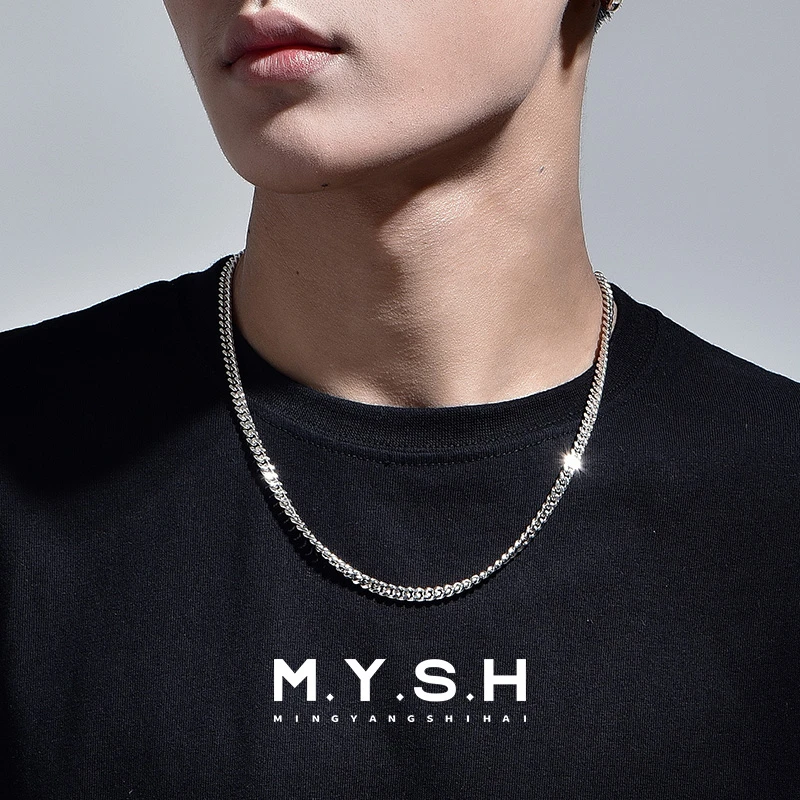 链子925银 MYSH4.2mm古巴链龙虾扣项链单链个性百搭可搭