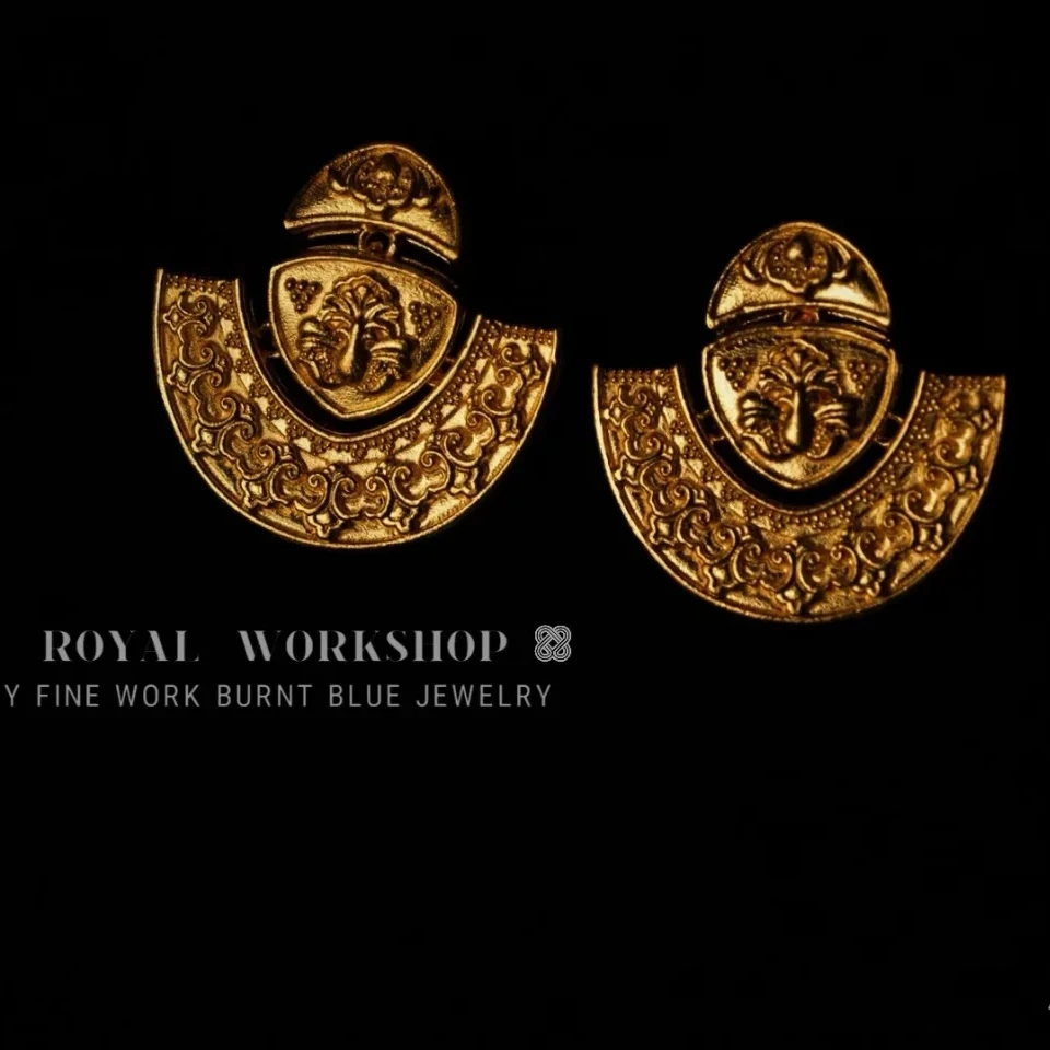 【细工】莫奈花园耳饰细工出品  足金999气质轻奢法式黄金耳钉