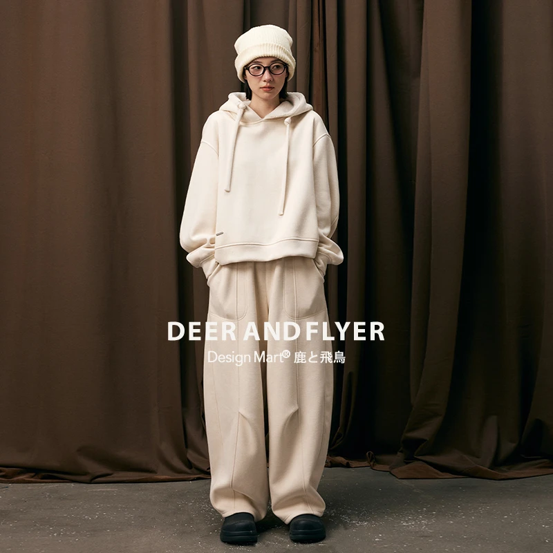 鹿与飞鸟[My Winter]多色双款加绒中空纱卫衣卫裤套装6452/6453