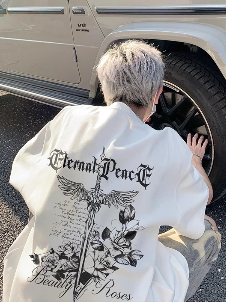 260G美式vintage重磅纯棉短袖T恤男夏季ins潮牌宽松休闲情侣体恤