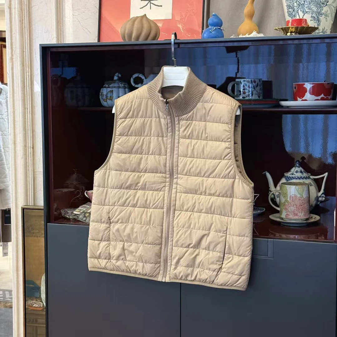 MYL 2025秋冬新品聚酯鹅绒羽绒服立领无袖纯色两面穿宽松