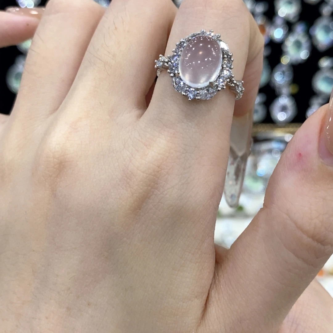 芙蓉石戒指银S925镶嵌