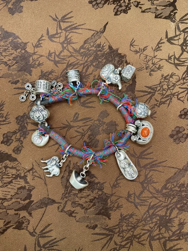 足银手链 小郑家纯银手工簪刻手链