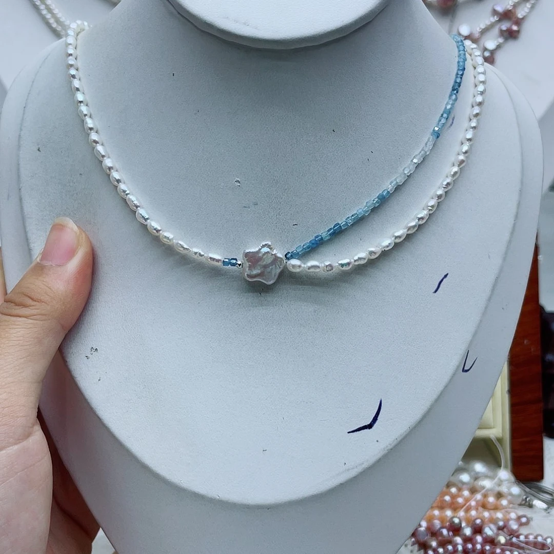 颈饰银S925镶嵌淡水珍珠