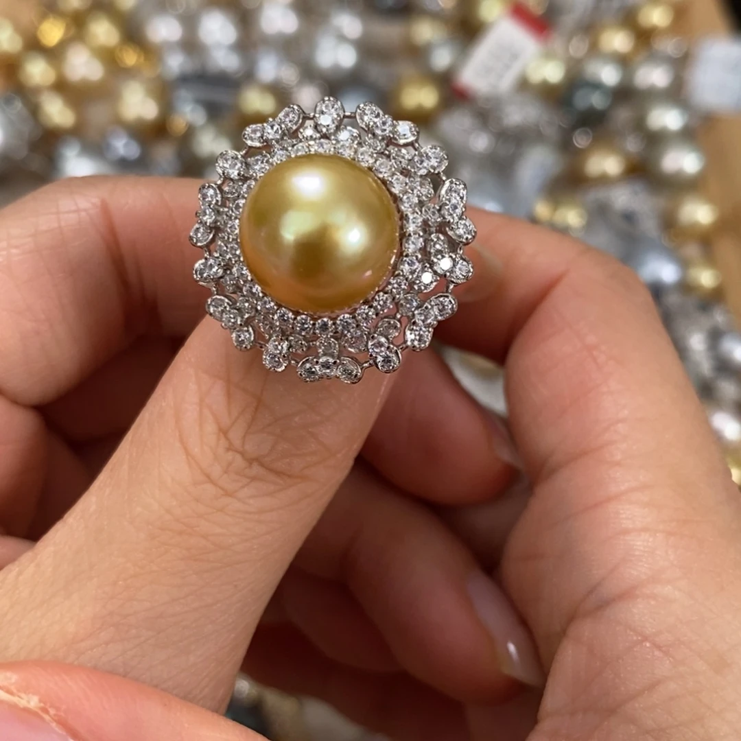 海水珍珠银S925镶嵌戒圈